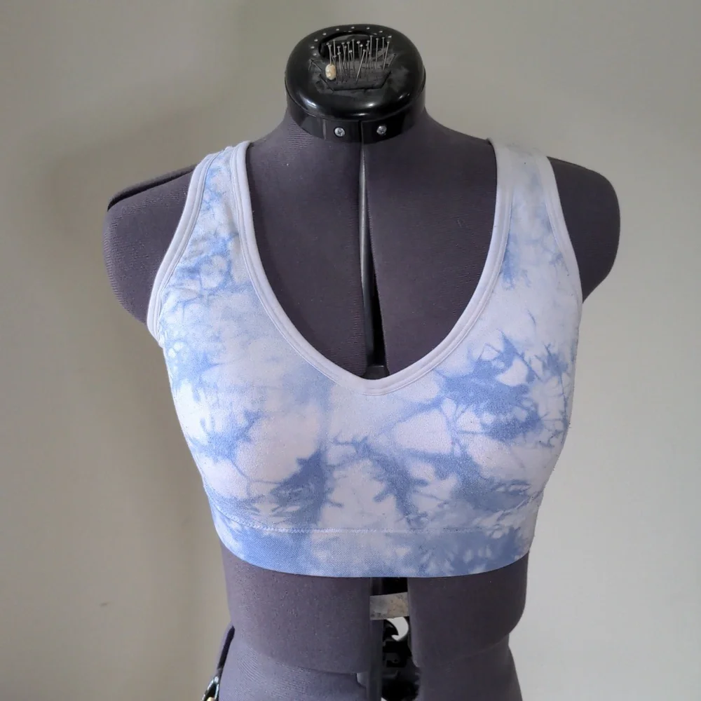 Jockey bralette, white and blue tie-dye, size medium - Picture 1 of 5